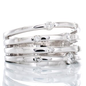 RING GW 10K 0.25CTW FOUR ROW OPEN BAND COSMO SETTING