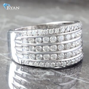 2.00CTW Natural 3 Row Channel Set Center With 2 Pave Row Set Band