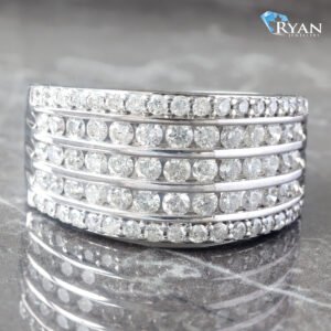 2.00CTW Natural 3 Row Channel Set Center With 2 Pave Row Set Band