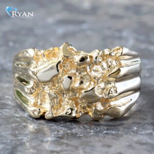 Rectangle Top Nugget Ring W/ Grooved Shoulders