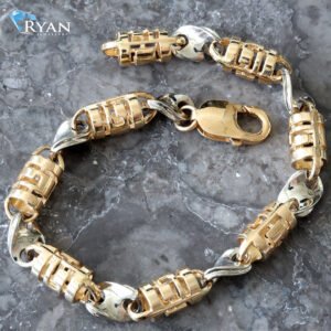 7mm Greek Key Bullet Link Bracelet