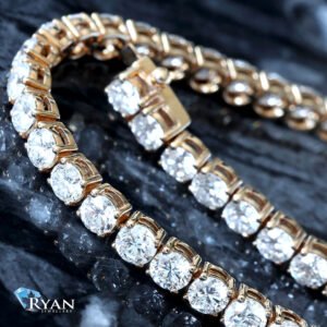 6.61CTW Round Four Prong Yellow Gold Diamond Tennis Bracelet