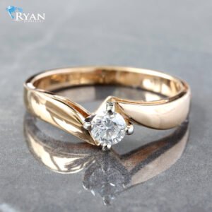 0.20CTW Natural Round Solitaire 4 Prong Wave Shaped Cross Design