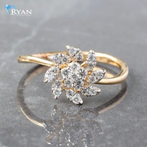 0.25CTW Natural Diamond Cluster Flower Ring With Marquise Petals