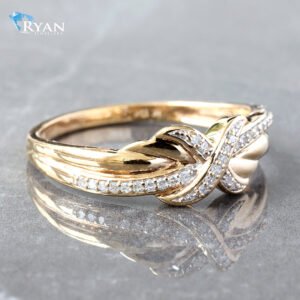 0.08CTW Natural Diamond X Center With Cross Over High Polish Band