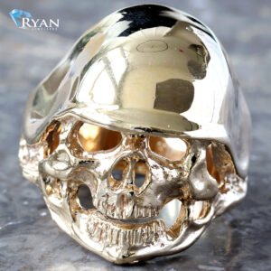 Large High Polished Open Style Skull With Helmet Ring