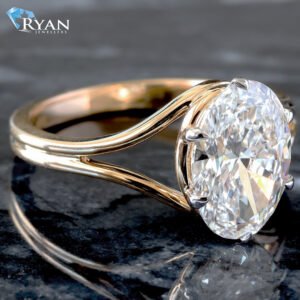 2.00ct Oval Solitaire High Polished Split Shoulders