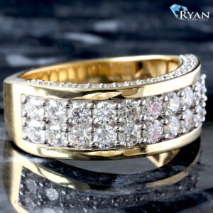 2.25ctw Two Row Prongs Set with Pave Sides