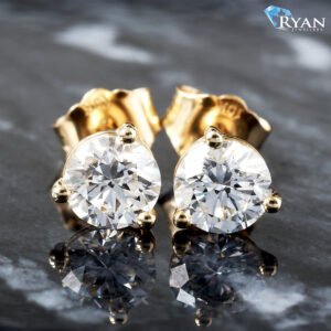 1.00ctw Round Solitaire Three Prong Martini Setting Earrings