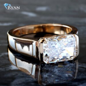 3.05ct East to West Half Bezel Set Tapered Band