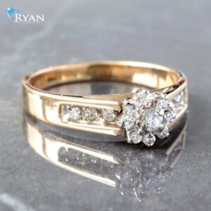 0.20CTW Natural Flower Diamond Cluster Center With Channel Set Shoulders