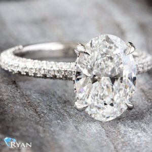 4.10ctw Oval Cut Diamond Three Sided Shoulders
