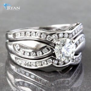 1.40CTW Natural Round Solitaire With High Polish & Channel Set Contour Wave Band