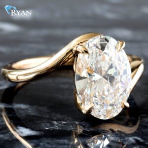 3.01ct Oval Solitaire with High Polished Wave Shaped Ring