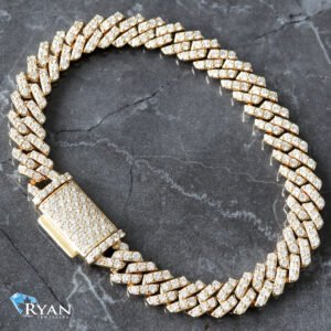 6.74CTW Round Single Row Honeycomb Cuban Bracelet