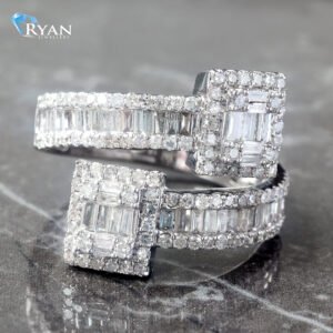 1.00CTW Natural Open Wrap Baguette & Round Diamond Band