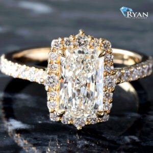 2.08ctw Radiant Solitaire With Vintage Inspired Halo