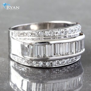 1.50CTW Natural Emerald Diamond Raised Center with Pave Channel Sides