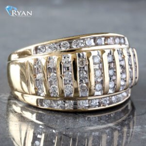 0.75CTW Round Diamond Vertical Channel Set Dome Ring
