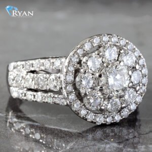 2.50CTW Natural Round Imperial Set Halo With 3 Row Pave Split Shoulders