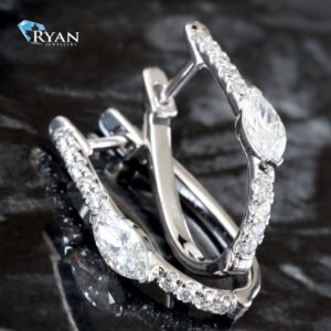 0.75CTW LAB Oval Shaped Hoop With Marquise Accent Center