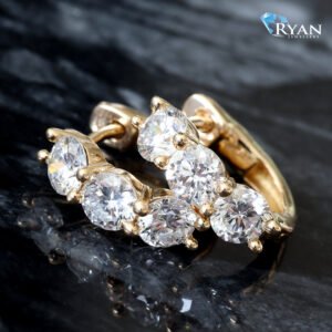 1.00CTW LAB 3 Round Gold & Diamond Huggie Hoops