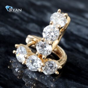 1.00CTW LAB 3 Round Gold & Diamond Huggie Hoops