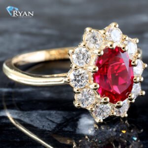 1.50ctw Oval Ruby Halo Ring