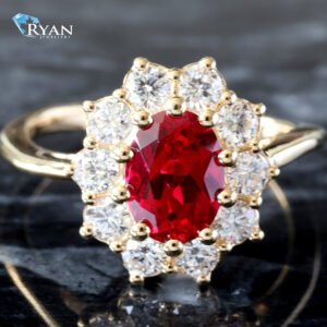 1.50ctw Oval Ruby Halo Ring