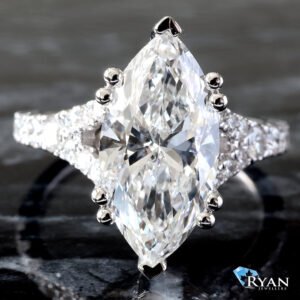 4.75ctw Marquise Diamond Solitaire with Hidden Halo and Split Pave Diamond Shoulders Ring