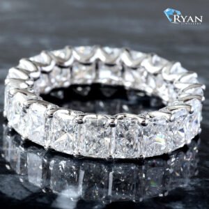 6.09CTW LAB Radiant Cut Scallop Set Full Eternity Band