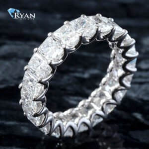 6.09CTW LAB Radiant Cut Scallop Set Full Eternity Band