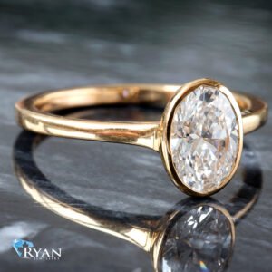 1.02CTW LAB Oval Bezel Set High Polish Ring