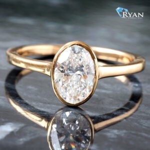 1.02CTW LAB Oval Bezel Set High Polish Ring