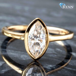 1.04CTW LAB Marquise Bezel Set High Polish ring
