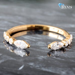 0.37CTW LAB Marquise & Round Single Prong Open Face Band