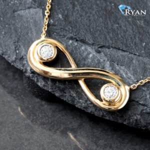 0.05CTW LAB High Polish Eternity Pendant With 2 Bezel Set Round Diamonds