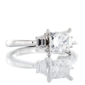 1.45ctw Princess Cut Center Accented with Two Trapezoid Sides and High Polished Shoulders