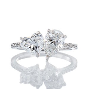 2.15ctw Toi et Moi Heart and Pear Cut Lab Diamond Ring