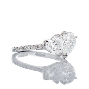 2.15ctw Toi et Moi Heart and Pear Cut Lab Diamond Ring