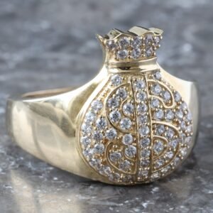 Micro Pave Cubic Money Bag Ring