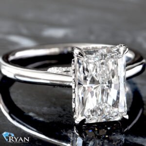 2.72ctw Radiant Solitaire with Hidden Halo and Diamond Bridge Ring