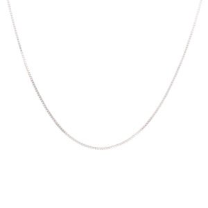 0.55mm Fine Box Link Chain 16 Inch 10k White Gold