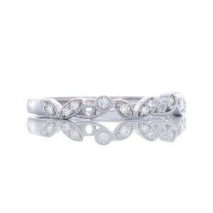 0.08ctw Round & Marquise Shaped Diamond Band 18k White Gold