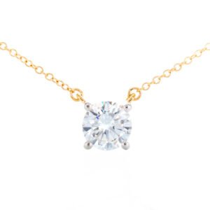 1.00ct Lab Created Round Solitaire Prong Set on Rolo Chain