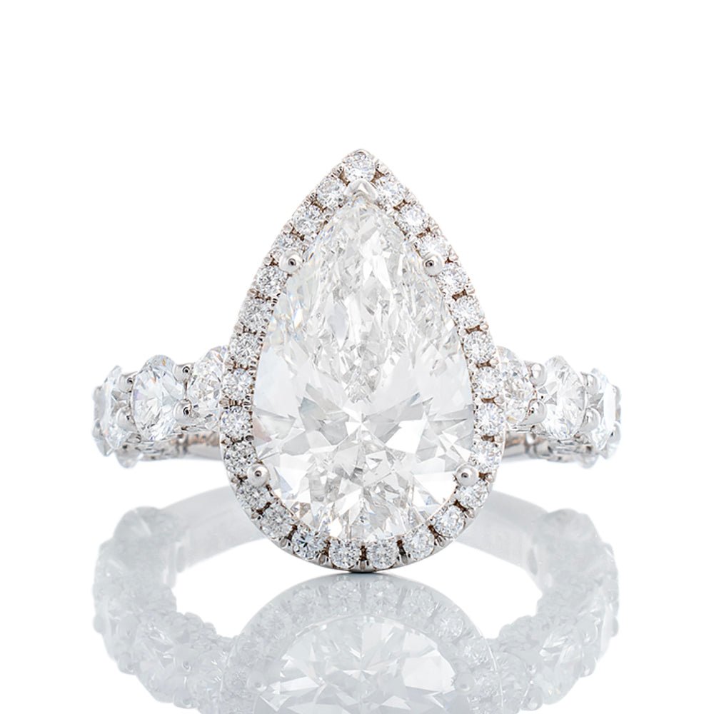 5.74ctw Pear Cut Lab Diamond Solitaire with Halo and Under Basket Halo