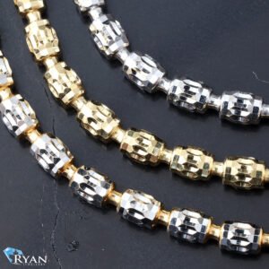 Two Tone Diamond Cut Barrel Moon Links