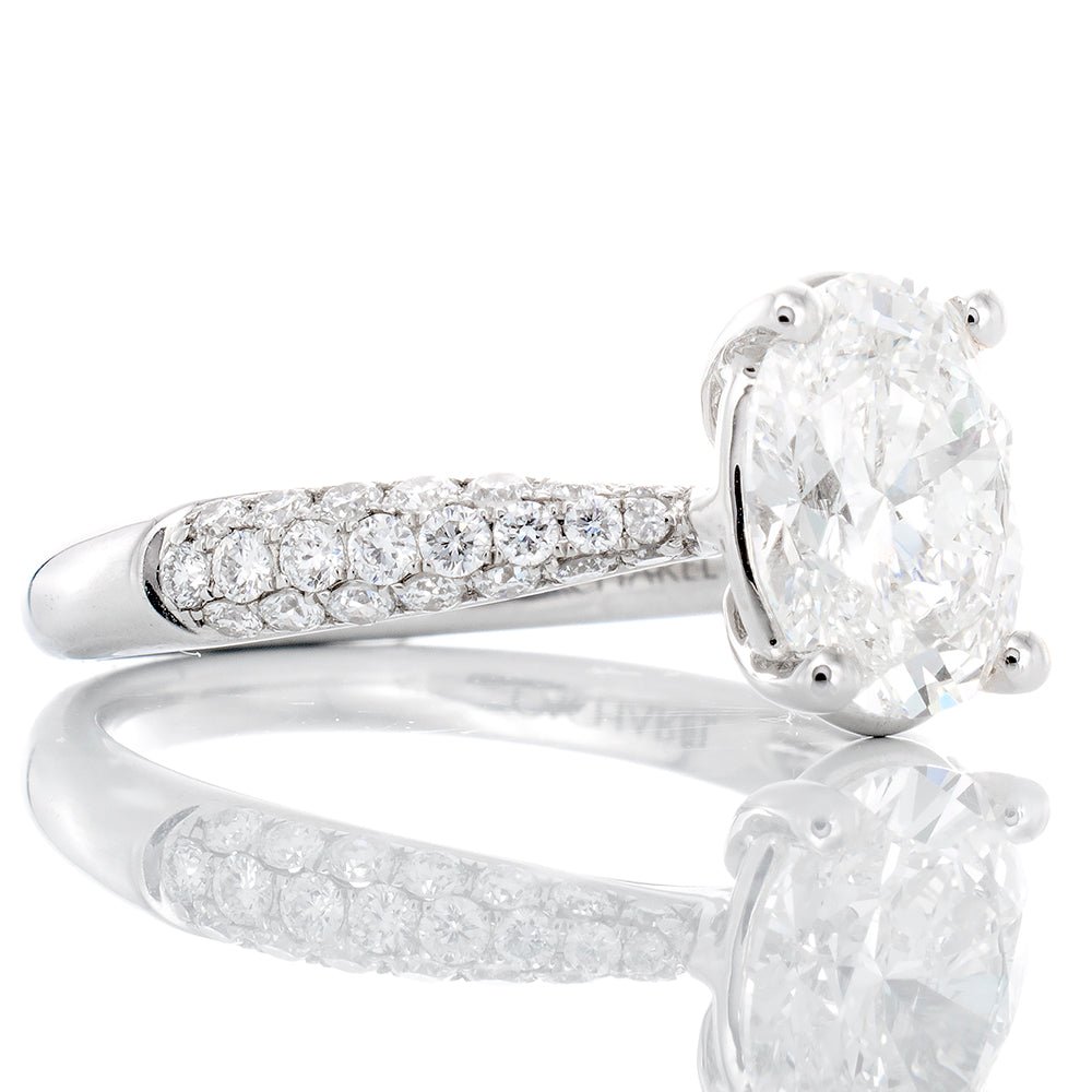 2.19ctw Oval Solitaire with Cathedral Pave Shoulders - Image 2