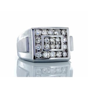 1.00ctw Diamond Channel Set Square Forefront Raised Bushed Shoulders 14k White Gold