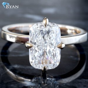 3.03ctw Elongated Cushion Compass Setting on a Cigar Style Band Ring